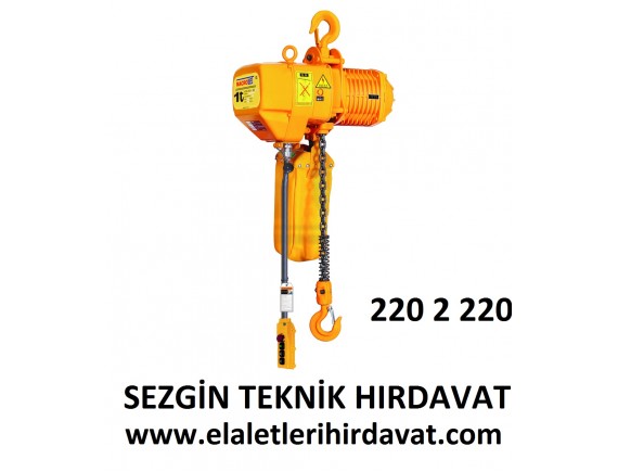 Pratik vinç 1 ton sabit askılı tek zincirli 380v 6mt